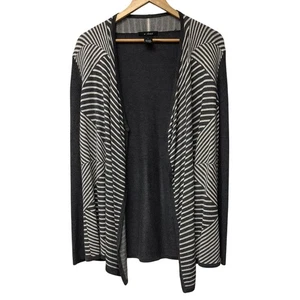 Suéter de punto U para mujer cárdigan grande gris blanco frente de cascada abierto - Imagen 1 de 6