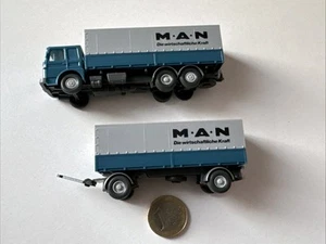 RA683 Wiking MAN Büssing Mondiali 471h forza economica pianale camion H0 - Foto 1 di 7