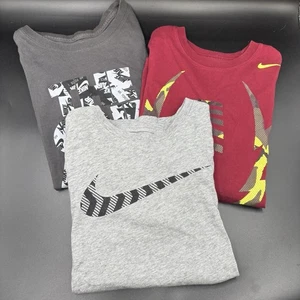 Nike Boys Long Sleeve T-Shirts Lot of 3 Cotton Gray Red Football Small Medium - Picture 1 of 7