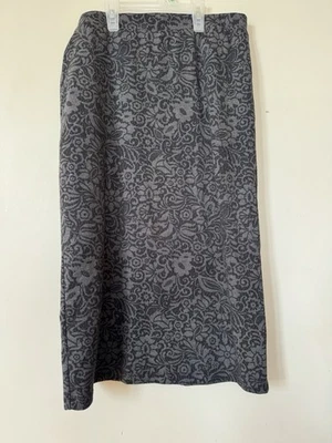 Large Floral Pencil Skirt Understated Classy Chic Bordeaux Black Gray - Image 1 of 3