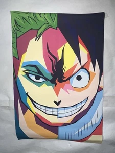 One Piece Monkey D. Luffy Zoro Gesicht Stoff Kunst Wandteppich Wanddekoration 24" x 16" - Bild 1 von 3