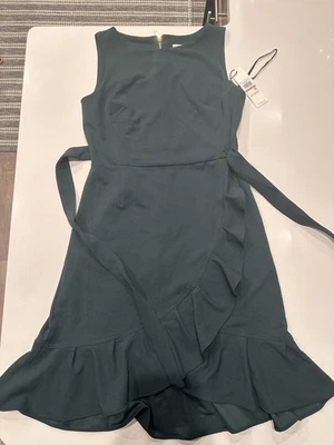 Vestido Calvin Klein Hunter Verde Con Volantes Dobladillo Talla 12 Nuevo Con Etiquetas Foto 1 de 4