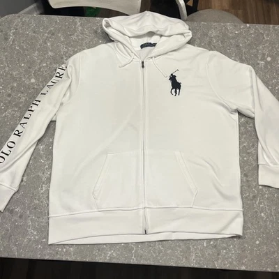 Polo Ralph Lauren Sudadera con Capucha Para Hombres XXL Blanco Big Pony Cremallera Completa Sudadera con Capucha Foto 1 de 4