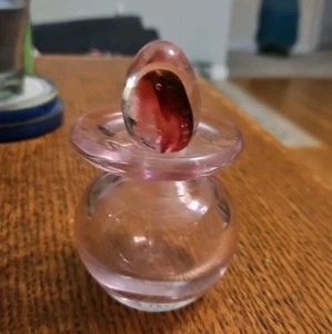 Vintage großer schwerer rosa Parfum Flakon Dekor - leer - Bild 1 von 5