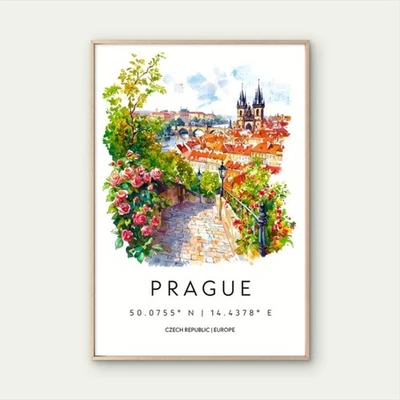 Prague Czech Republic European Prague  Travel Poster Choose Your Size - Image 1 of 2