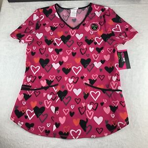 Scubs Pink Love Hearts Valentine’s Day Top Ethical Fabric Performance Stretch