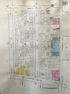 ORIGINAL 1953 MENLO PARK CENTRAL CITY LOS ANGELES CALIFORNIA SANBORN ATLAS MAP - Picture 1 of 5