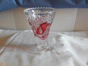 Hofbauer Lead Crystal with Rad "Byrdes" Upright Cornucopia Vase - Picture 1 of 5