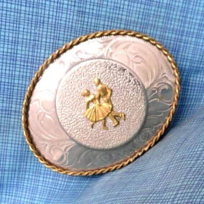 Hebilla de cinturón de baile Western Square níquel plata de colección años 70 80 montaje en roca. NOX785 Foto 1 de 4