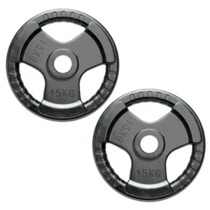 2x 15KG Olympic Weight Plates Set Rubber Bumper Weights Weightlifting Barbell - Picture 1 of 11