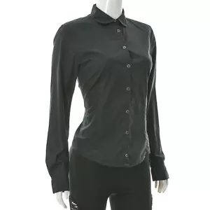Marc O'Polo Women's Button Up Stretch Shirt Solid Black Long Sleeve Size 38 - Picture 1 of 7