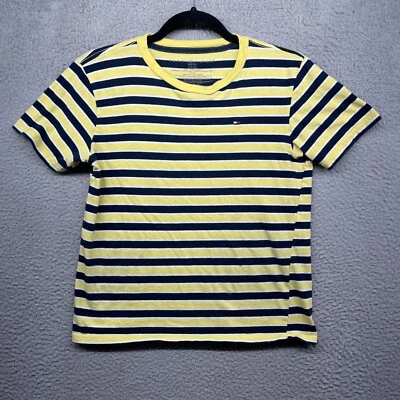 Tommy Hilfiger Girls T-Shirt Stripe Yellow Short Sleeve Crew Neck Size M (12/14) - Image 1 of 4