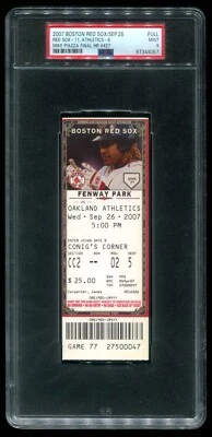 Билет на 26 сентября 2007 Red Sox Athletics PSA 9 как новый Mike Piazza Final Home Run - Изображение 1 из 2