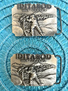 2 Fibbia Cintura Iditarod "3" CANI SLITTA RARA UOMO COLLINE NEVE ALASKA 2002 - Foto 1 di 2