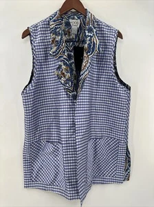 Koos Of Course Women's Vest Plaid Lined Large Pockets Open Front T83 100% Silk - Picture 1 of 6