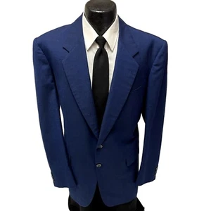Vintage BESPOKE Men's Blue Sport Coat ROCKABILLY Jacket Silk SHARKSKIN Blazer 42 - Picture 1 of 9