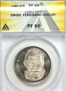 1980 Swiss Five Francs 5FR Ferdinand Hodler - ANACS PF66 - Picture 1 of 2