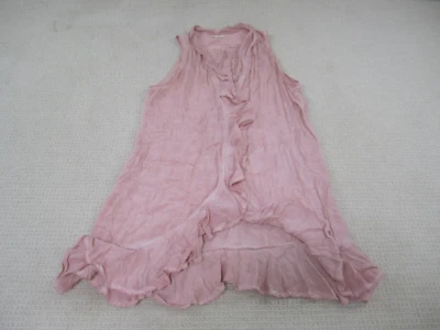 Entro Shirt Womens Medium Pink Open Front Casual Rayon Ruffled - Image 1 of 4