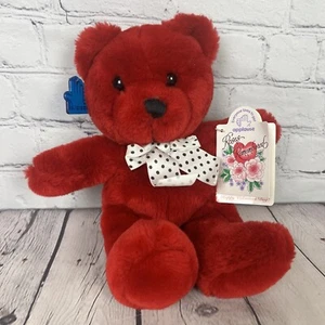 Vintage 1994 Applause Roses Remembered Red Garnet Teddy Bear Plush Valentines - Picture 1 of 10