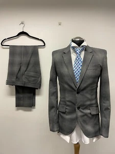 ARMANI EXCHANGE 2-TEILIGER ANZUG MIT STRETCH IN GRAU KARO 38R TRS W32 L33 BRANDNEU MIT ETIKETT - Bild 1 von 13