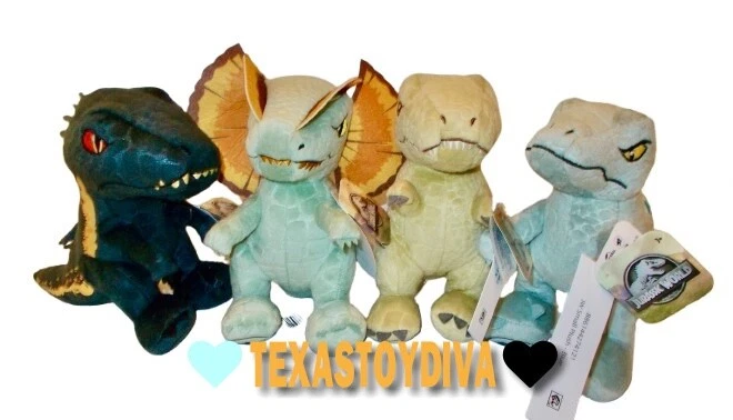 4 Peluche de dinosaurio JURASSIC WORLD Indoraptor T-Rex Dilophosaurus y azul ***LEER*** Foto 1 de 1