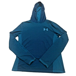 Under Armour Hoodie Girls Pullover Youth Size L Lightweight Heatgear Teal Blue - Picture 1 of 22