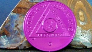Alcoholics Anonymous AA 10 Year Aluminum Medallion Coin Chip Token Sobriety  - Picture 1 of 2