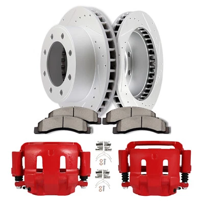 Front Brake Rotors Calipers + Ceramic Pads Kit For Ford F-250 F-350 Super Duty Foto 1 de 4