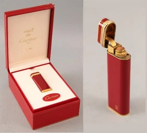 Vintage Must de Cartier Paris Bordeaux Gold Trinity Lighter, Case & Refill Tanks - Picture 1 of 19