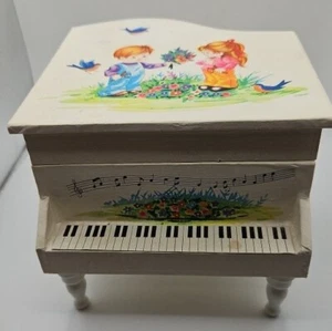 Vintage Piano Music Jewelry Box with Spinning Ballerina and Mirror - Picture 1 of 10