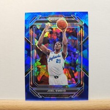 2023-24 Prizm Draft Basketball Joel Embiid Blue Cracked Ice Prizm 14/99 # 52