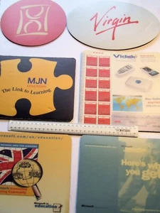 VINTAGE 6-ITEM MOUSE MAT COLLECTION - MICROSOFT (2), VIRGIN, TIME, MJN, VIDEK - Photo 1/7