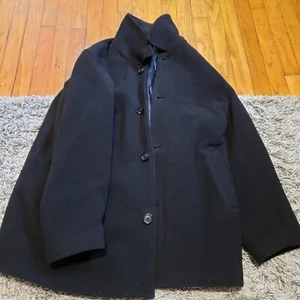 ST. JOHN'S BAY Wool Jacket Pea Coat Overcoat Mens Size Large Black insulated - Picture 1 of 5