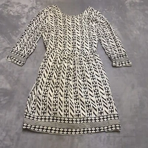 Madewell Womens Size 0 Black & White Geometric 100% Silk Striped Dress E2878 - Picture 1 of 14