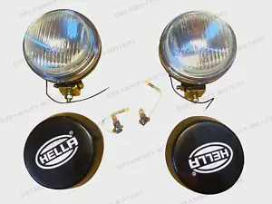 Pair Hella Round Fog Lamp Clear Glass + Cover With H3 12V 55 Bulb Universal - Picture 1 of 11