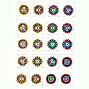 USA #4722-25 Kaleidoscope Flowers 46c (2013) - 5 Coil Strips of 4 (20 Stamps) - Picture 1 of 1