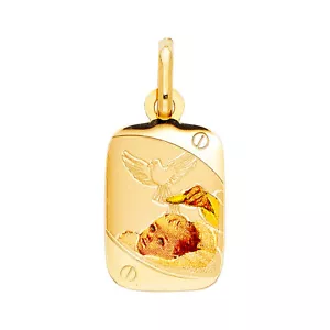 GOLD -14K Yellow Religious First Communion Baptism Pendant For Necklace or Chain - Picture 1 of 4