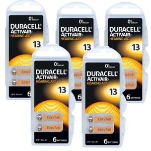 5x Duracell Avtivair Hearing Aid 13 Batteria per Apparecchi Acustici Confezione da 6 - Foto 1 di 2