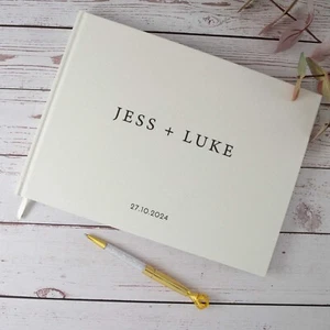Personalised Linen Wedding Guest Book, Custom Scrapbook Photo guestbook - Picture 1 of 8