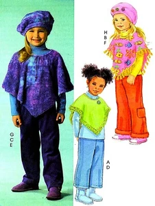 WOW! MÄDCHEN PULLOVER PONCHOS, HOSE, MÜTZE oder BASKENMÜTZE SCHNITTMUSTER 4-6 McCalls 4906 - Bild 1 von 2