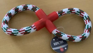 DOG ROPE TOY CHEW KNOT STRONG PUPPY TUG PLAY 8 SHAPE RING TEETHING CHRISTMAS - Picture 1 of 9