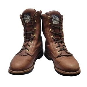 Georgia Boot Farm and Ranch Roper Lacer Work Kiltie Boots Size EU 42 US W10 M8.5 - Picture 1 of 12