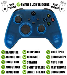 Clear Blue Silent Modz Smart Click Triggers Modded Controller for Xbox & PC - Picture 1 of 2