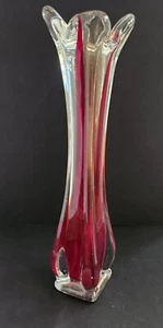Jarrón vintage de vidrio rojo Rossini de 11", marcado Japón - Imagen 1 de 7