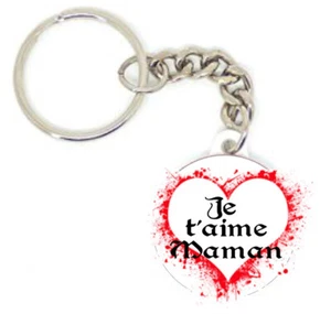 Schlüsselanhänger Abzeichen JE T AIME MAMA Geschenkidee ORIGINAL Handarbeit Personalisierung - Bild 1 von 1