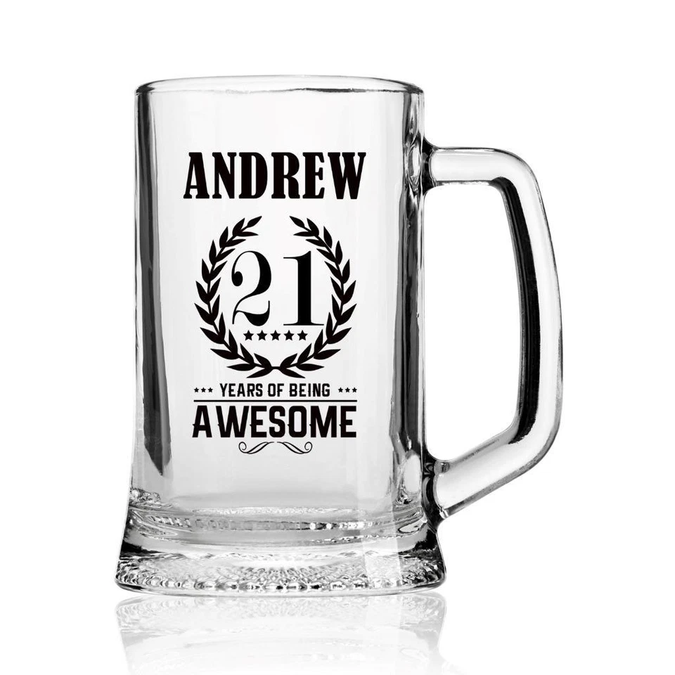 21st Birthday Gifts for Boys, Men or Him Beer Glass Tankard Awesome BG-UV-12