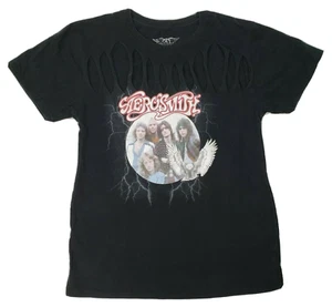 Camiseta para mujer Aerosmith Distressed Graphic Rock Band negra talla mediana - Imagen 1 de 7