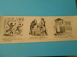 Caricature 1882 - Vignettes Plage Cabine de verre pour prouver qu'lle porte rien - Foto 1 di 1