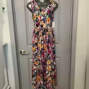 New Westbound Medium Pink Multi Tiered Dress Sleeveless Maxi - Picture 1 of 4