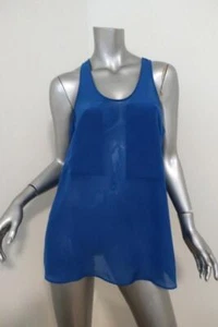 T by Alexander Wang Tank Top Blue Paneled Silk & Chiffon Size Medium - Picture 1 of 10